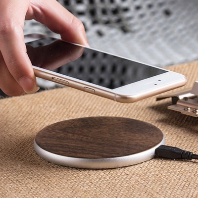 Wood +Aluminum Alloy Wireless Charger Portable Charger for Phone