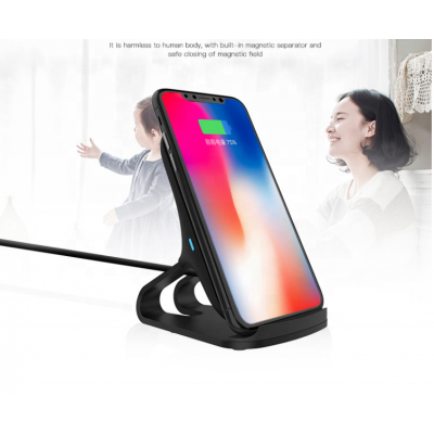 Coil Wireless Charger Stand 10W Fast Dual Made of Fabric and ABS Aluminum Base